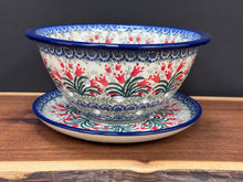 Load image into Gallery viewer, Berry Bowl w/Saucer, 8"W - Crimson Bells