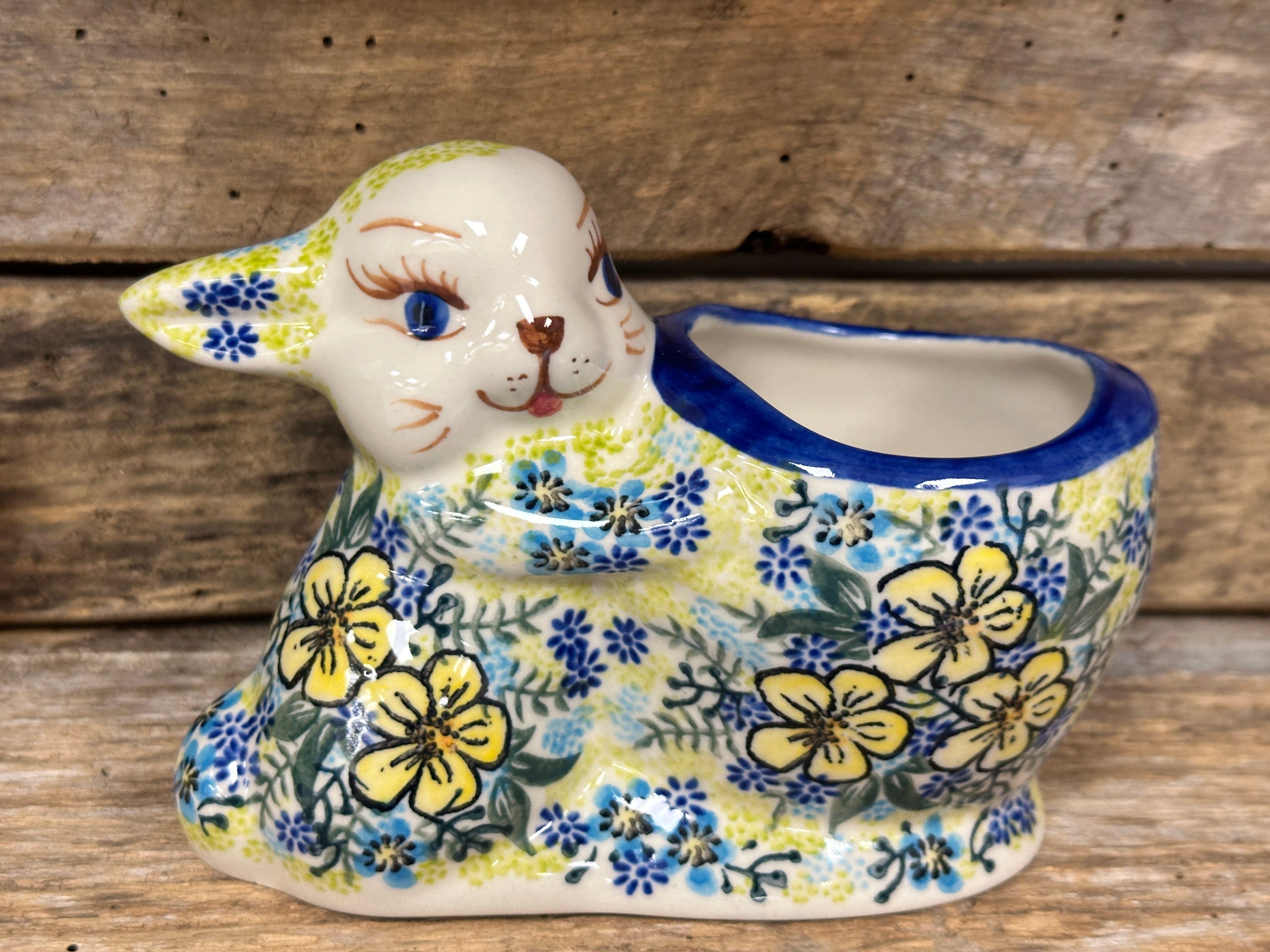 Bunny Rabbit with Egg Bowl, Vena Music City Polish Pottery