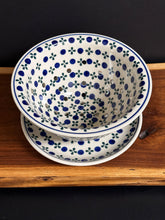 Load image into Gallery viewer, Berry Bowl w/Saucer, 8"W - Petals and Dots