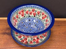 Load image into Gallery viewer, Berry Bowl w/Saucer, 8"W - Red Pansy