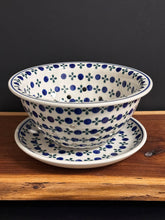 Load image into Gallery viewer, Berry Bowl w/Saucer, 8"W - Petals and Dots