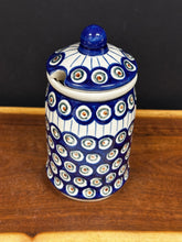 Load image into Gallery viewer, Canister w/Notched Lid, Pre-owned - Peacock w/Lines