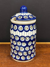 Load image into Gallery viewer, Canister w/Notched Lid, Pre-owned - Peacock w/Lines