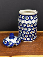 Load image into Gallery viewer, Canister w/Notched Lid, Pre-owned - Peacock w/Lines