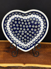 Load image into Gallery viewer, Dinner Plate 10.75”, Pre-Owned -Heart Shape Peacock w/Lines