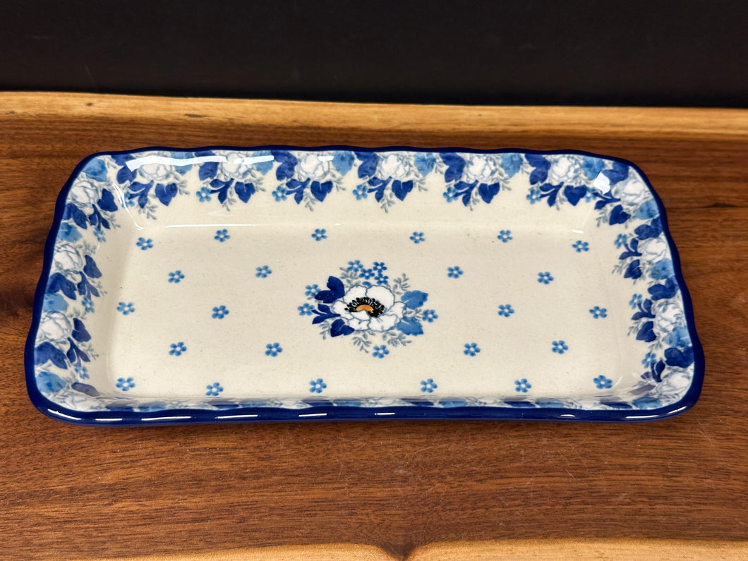 Rectangular shallow tray - White Poppy