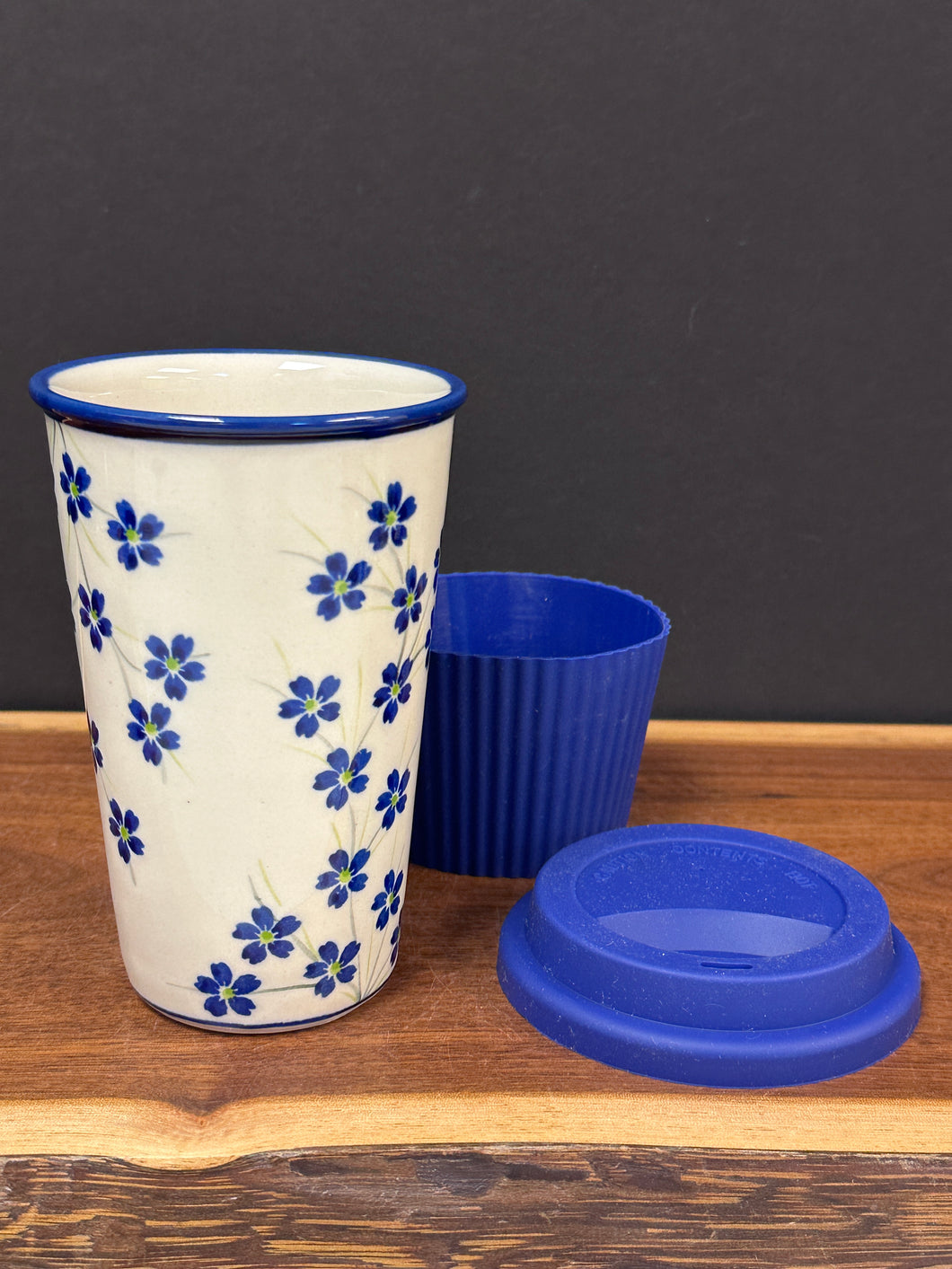 Mug, Travel 12 oz with Silicone Lid & Sleeve - Lil Blossoms