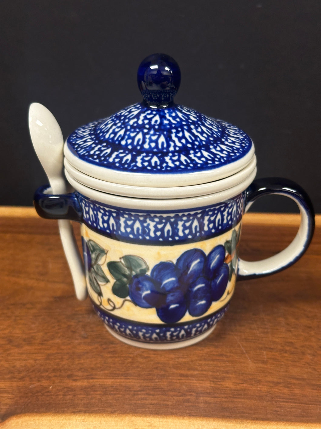 Tea Infuser Mug, Tuscan Grapes