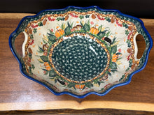 Load image into Gallery viewer, Bowl, Lodka Basket with Handles - Autumn Hedgehog &amp; Sunflowers / Green
