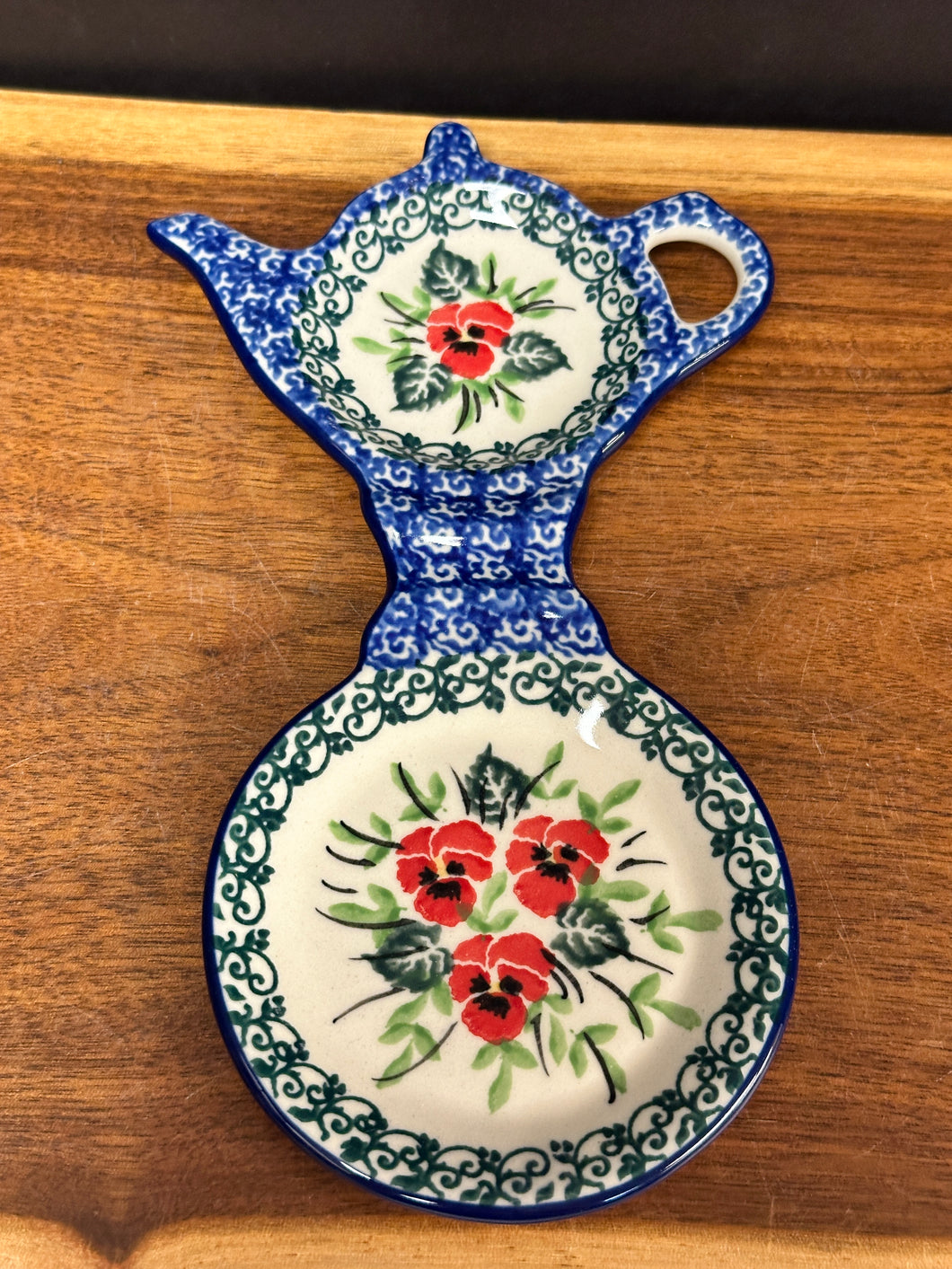 Tea Bag & Cup Holder - Red Pansy