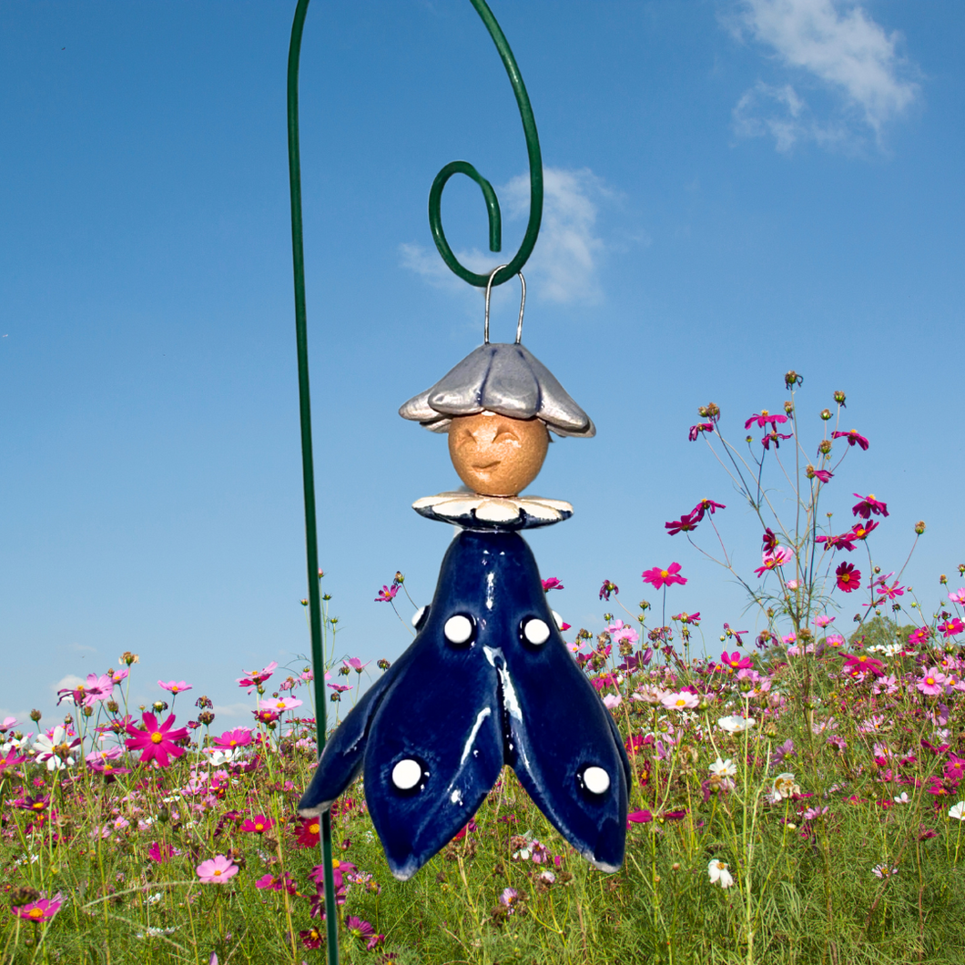 Fairy on Wire Stem - Cobalt Blue w/Lilac Cap
