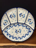 Platter, Divided 10.25” Round - White Poppy