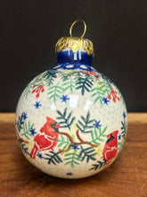 Load image into Gallery viewer, Ornament, Vena 3.5" Round - Cardinals on a Branch
