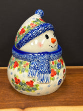 Load image into Gallery viewer, Snowman Lidded Jar, Large - Cranberries
