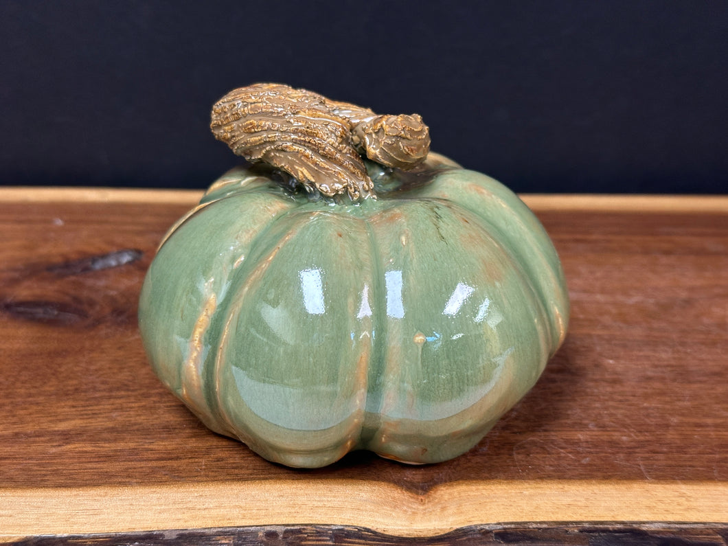 Pumpkin - 4.75” Green Goddess Glaze by Matthew’s Pottery