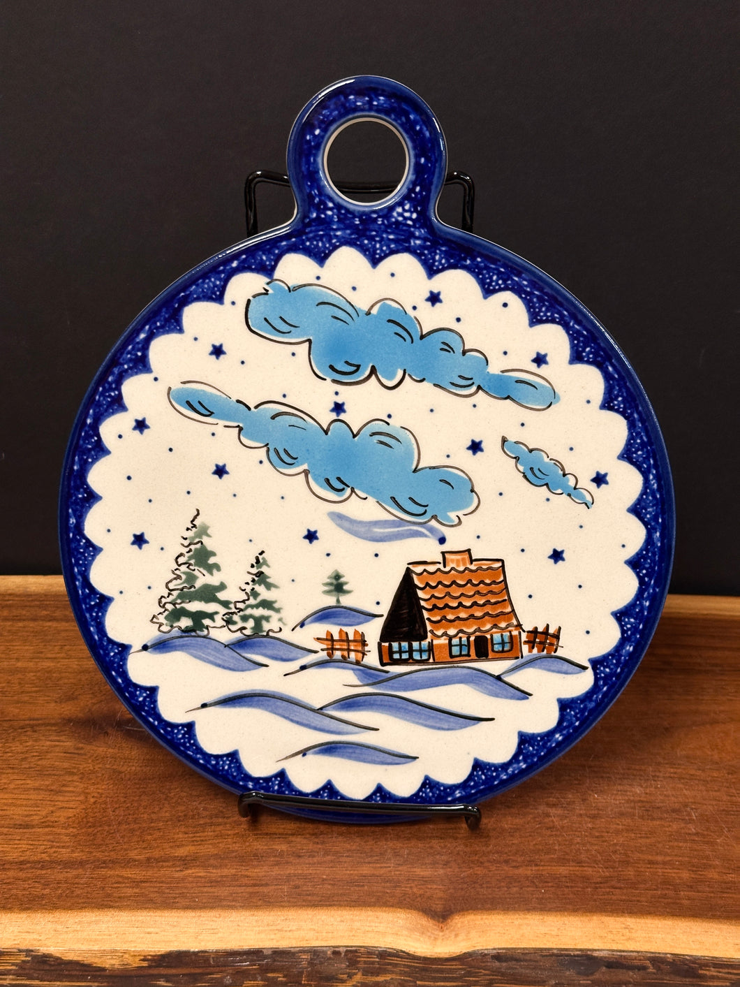 Cutting Board/Trivet 9” - Winter Cabin