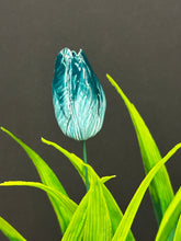 Load image into Gallery viewer, Flower, 1 Pc. - Tulip on 8” Wire Stem - Two-Toned Teal
