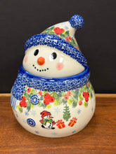 Load image into Gallery viewer, Snowman Lidded Jar, Large - Cranberries
