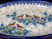Load image into Gallery viewer, Platter, Karp Oval Large 14" - Blue Meadow Horses
