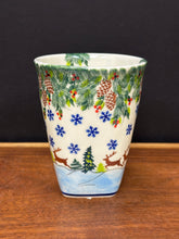 Load image into Gallery viewer, Mug, XL 18 oz Square Coffee Kalich - Reindeer in the Snow
