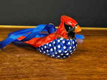 Load image into Gallery viewer, Ornament, Cardinal - Cobalt Blue/White Dot Breast
