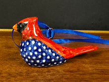 Load image into Gallery viewer, Ornament, Cardinal - Cobalt Blue/White Dot Breast
