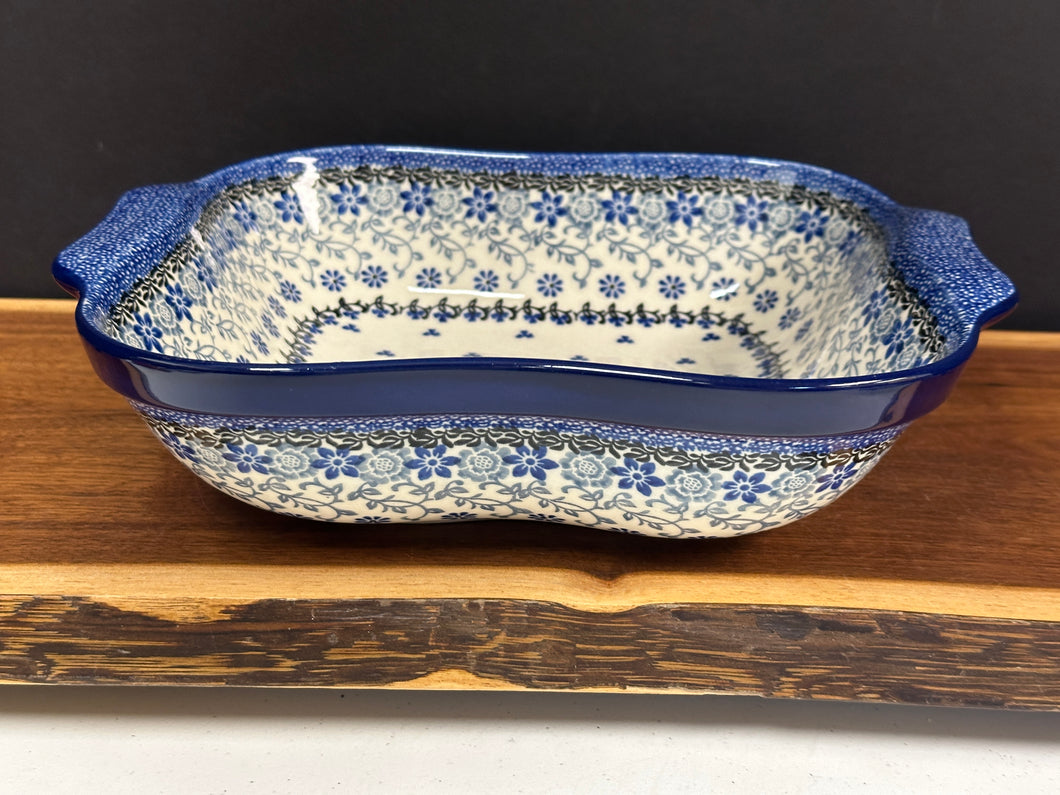Bowl, Square w/ Handles - Silver Lace