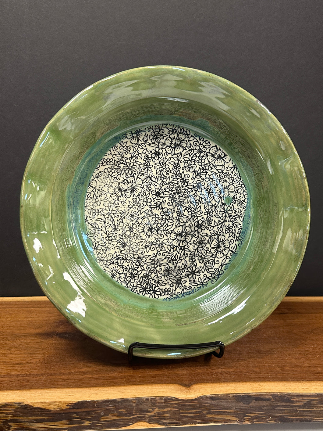 Pie Plate, Deep Dish - Green Goddess Garden by Matthew’s Pottery