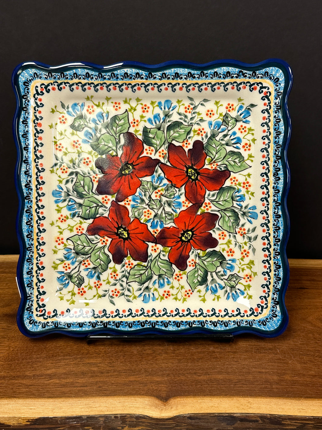 Platter, Square W/Scalloped Rim - Amaryllis by Morning