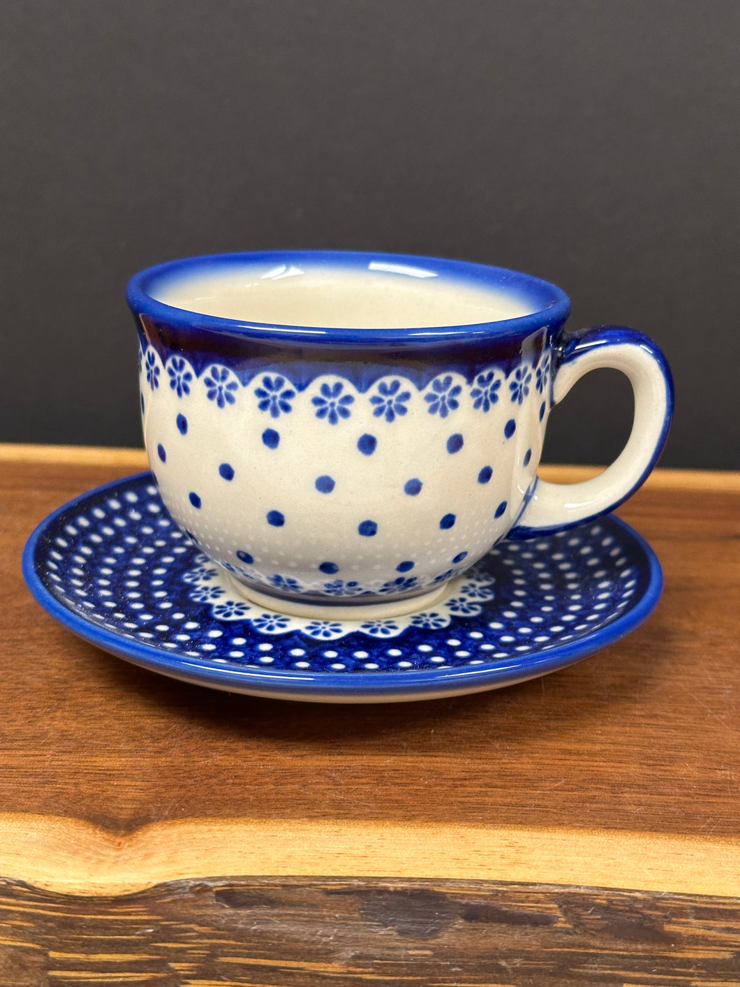 Teacup & Saucer, Kalich - Lace and Dots