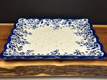 Load image into Gallery viewer, Platter, Square W/Scalloped Rim - Blue Ivy
