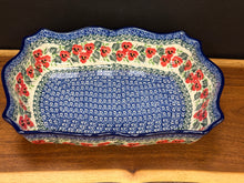 Load image into Gallery viewer, Baker, Scalloped Rectangular - Red Pansy
