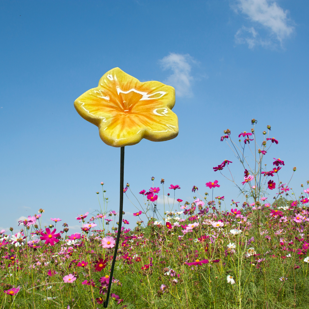 Flower, 1 Pc. - Small Mirabilis on 8” Wire Stem - Yellow