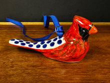 Load image into Gallery viewer, Ornament, Cardinal - White Back with Cobalt Blue Dots
