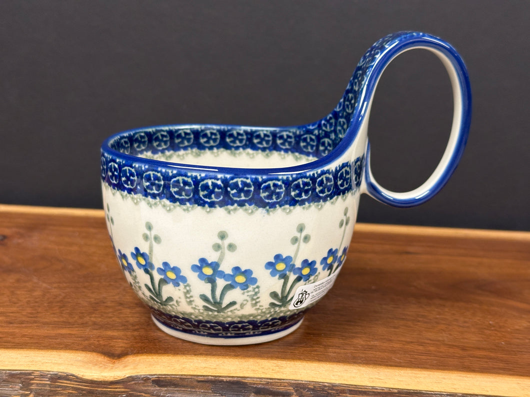 Bowl, Loop Handle Soup - Blue Spring Daisy