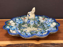 Load image into Gallery viewer, Egg Plate, Bunny Rabbit Figurine - Blue and White Delight
