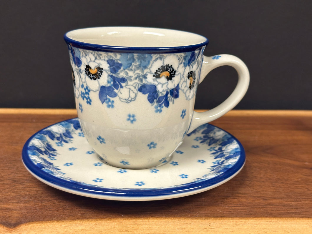 Tea Cup & Saucer, 8oz - White Poppy
