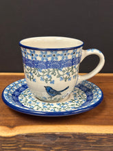Load image into Gallery viewer, Teacup &amp; Saucer, 8oz - Bluebird Vines
