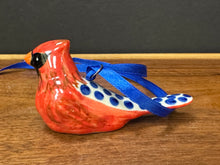 Load image into Gallery viewer, Ornament, Cardinal - White Back with Cobalt Blue Dots
