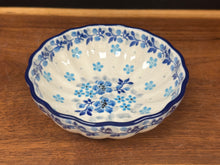 Load image into Gallery viewer, Bowl, Scalloped 4.5&quot; - Blue Flax Flower
