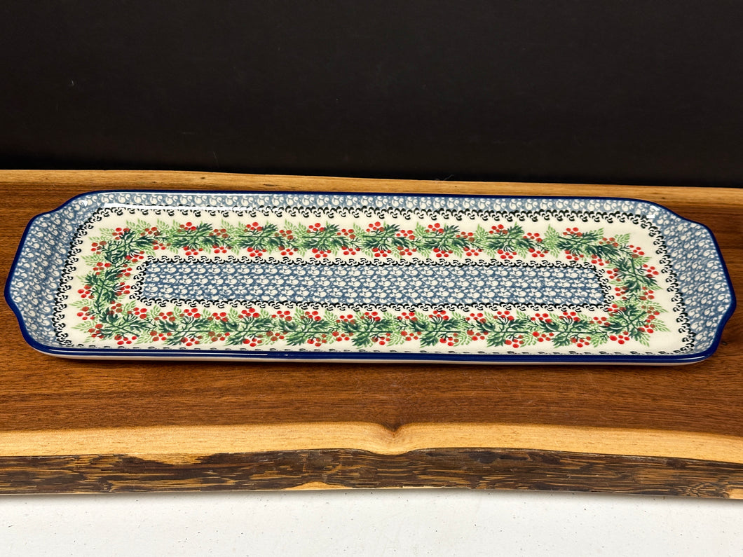 Tray, Rectangular 5.5” x 16-1/2” - Holly Berry