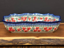 Load image into Gallery viewer, Baker, Scalloped Rectangular - Red Pansy
