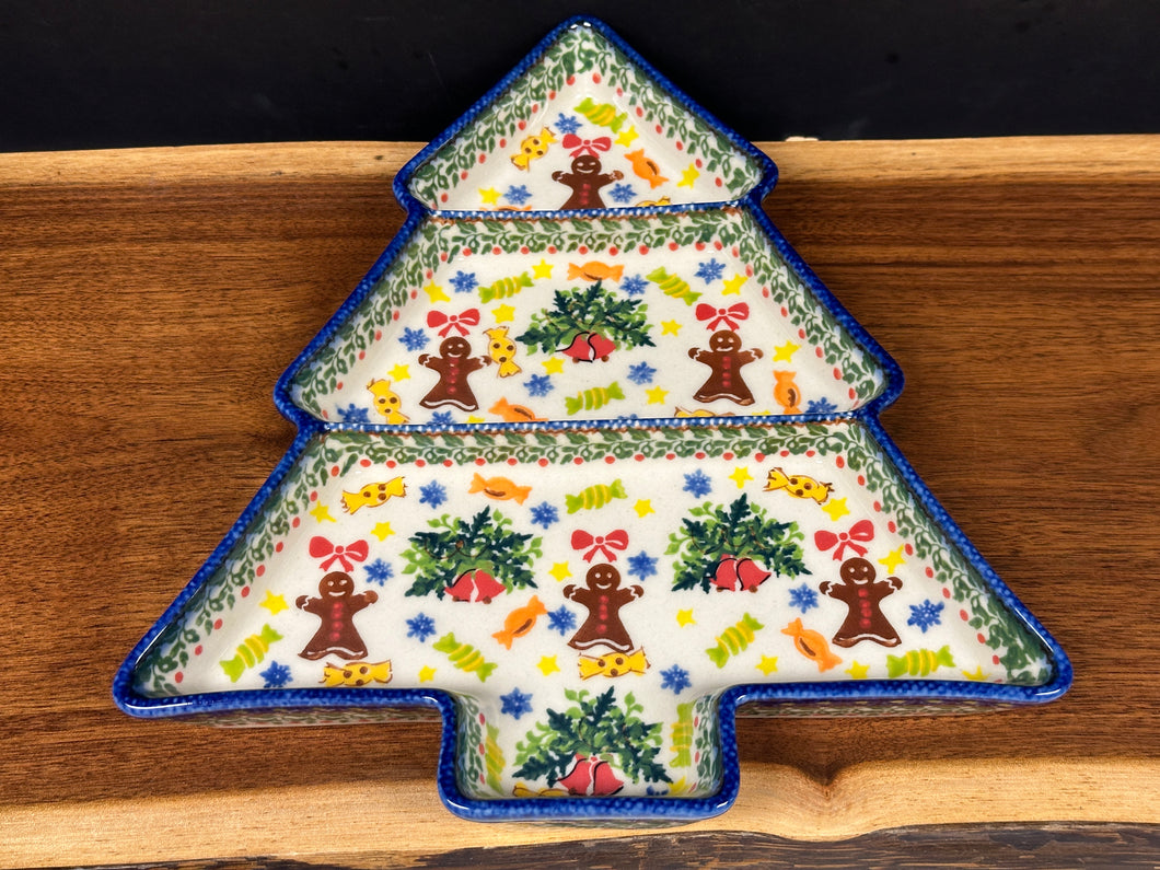 Platter, Christmas Tree Shape Divided - Christmas Treats