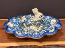 Load image into Gallery viewer, Egg Plate, Bunny Rabbit Figurine - Blue and White Delight
