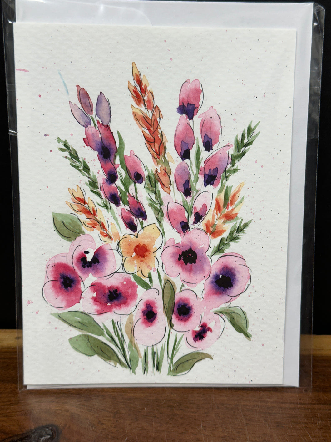 Hand-painted Greeting Card - Pretty in Pink