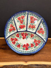 Load image into Gallery viewer, Platter, Divided 8.75” Round - Red Pansy
