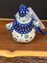Load image into Gallery viewer, Ornament, Snowman with Scarf - Blue Stars
