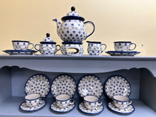 Load image into Gallery viewer, Tea Set for 6, Traditional White w/Cobalt Flowers &amp; Vines
