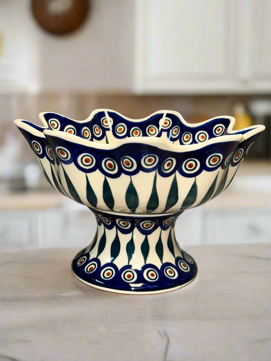 Bowl, Pedestal Pre-owned - Peacock