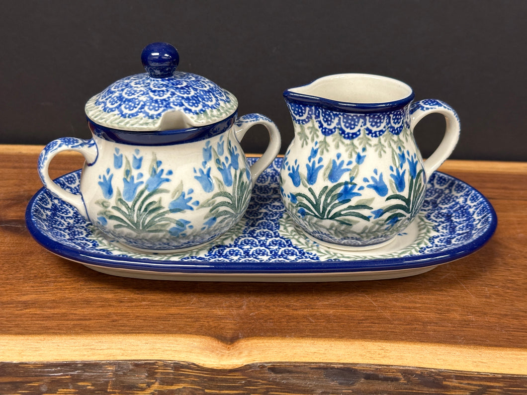 Cream & Sugar Set w/tray - Blue Bells
